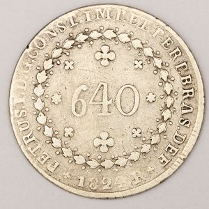 Numismática, BRASIL. Uma Moeda Prata 640 Réis 1824 R