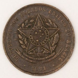 Numismática, BRASIL. Uma Moeda 20 Réis 1911