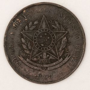 Numismática, BRASIL. Uma Moeda 20 Réis 1908