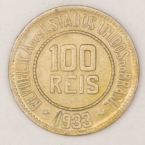 Numismática, BRASIL. Uma Moeda 100 Réis 1933