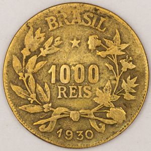 Numismática, BRASIL. Uma Moeda 1000 Réis 1930