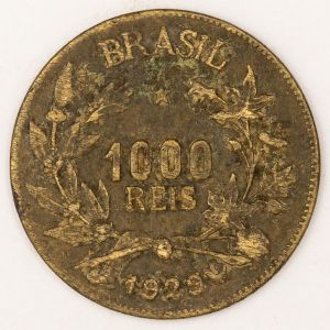 Numismática, BRASIL. Uma Moeda 1000 Réis 1929