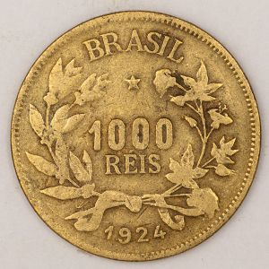 Numismática, BRASIL. Uma Moeda 1000 Réis 1924