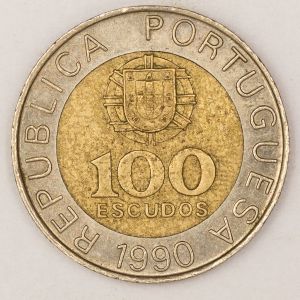 Numismática, PORTUGAL. Uma Moeda 100 Escudos 1990