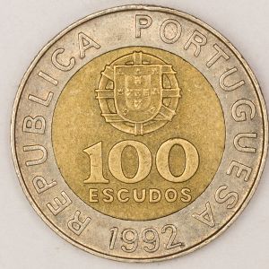 Numismática, PORTUGAL. Uma Moeda 100 Escudos 1992
