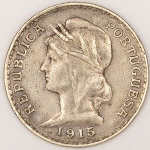 Numismática, PORTUGAL. Uma Moeda Prata 1 Escudo 1915