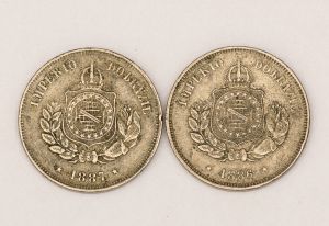 Numismática, Brasil. Lote com 2 moedas, sendo 50 RÉIS 1886, 50 RÉIS 1887