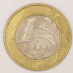 Numismática, Brasil. Moeda de 1 Real Ano 1998 Alpaca Tiragem 18.000.000 Escassa V. 535