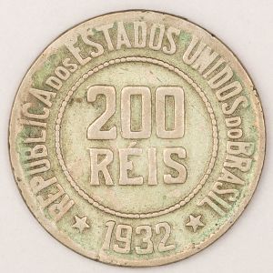 Numismática, Brasil. Moeda de 200 Reis República Ano 1932 - 25mm V. 104 - Oportunidade