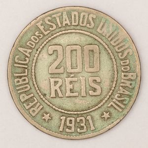 Numismática, Brasil. Moeda de 200 Reis República Ano 1931 - 25mm V. 103 - Oportunidade