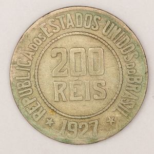 Numismática, Brasil. Moeda de 200 Reis República Ano 1927 - 25mm V. 099 - Oportunidade