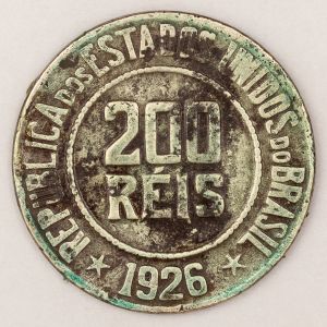 Numismática, Brasil. Moeda de 200 Reis República Ano 1926 - 25mm V. 098 - Oportunidade