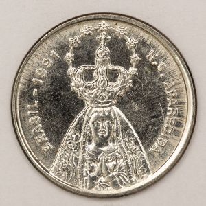 Numismática, Brasil. Moeda comemorativa da visita do Papa João Paulo II ao Brasil em 1991. 27mm.