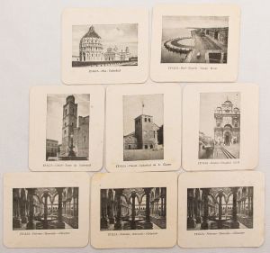 Colecionismo - Figurinha de Cigarro - 8 Figurinhas com Pontos turísticos da Itália - Fábrica SABRATI - Soc. Na. Brasileira de Tabacos Italianos - São Paulo - Brasil