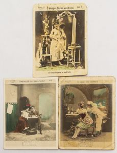 Colecionismo - 3 Figurinhas de Cigarro da Cia de Cigarros Lopes Sá - Tamanho Grande (16 x 12 cm)  - Todas com apêlo Sexual - Todas com pequenos danos