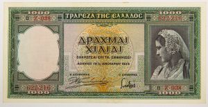 Numismática, Grécia. 1000 Drachmas 1939. Linda peça.