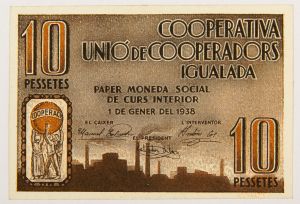 Numismática, Espanha. 10 Pesetas 1938. Perfeita reposição.