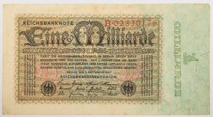 Numismática, Alemanha. Período Inflacionário. Berlin 1923. Eine Milliarde - um bilhão de Marcos.