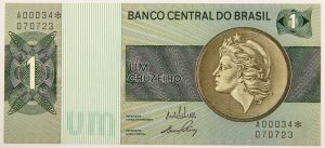Numismática, Brasil. Um cruzeiro reposição - asterisco.
