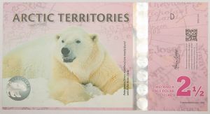 Numismática, Arctic Territories. 2 1/2 Dollar. Linda cédula 2013. Fantasia de qualidade.