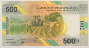 Numismática, África Central. 500 Francos flor de estampa.