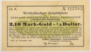 Numismática, Alemanha. 1923 Rara cédula equiparada ao Dollar - (Marco Ouro = Dollar).