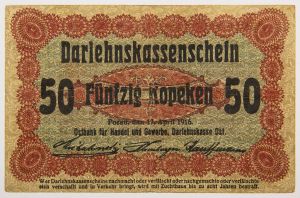 Numismática, Rússia/Alemanha - Ocupação 1ª Guerra (Lituânia e Polônia) - 50 Kopeks