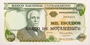 Numismática, Moçambique - 1000 Escudos 1972 - Letra Z Reposição (Flor de Estampa)