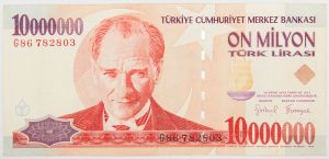 Numismática, Turquia - 10.000.000 Liras