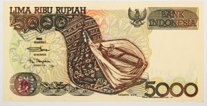 Numismática, Indonésia - 5000 Rupias 1992 (Linda e pouco conhecida)