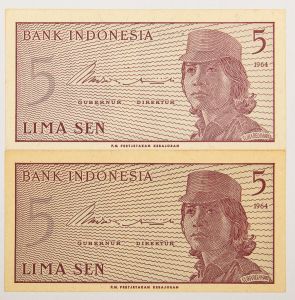 Numismática, Indonésia - 2 cédulas de reposição (Replacement) X. Flor de Estampa