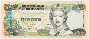 Numismática, Bahamas - 50 Cents Flor de Estampa