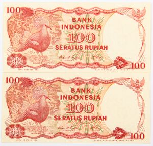 Numismática, Indonésia - 2 cédulas Flor de Estampa Série X Replacement