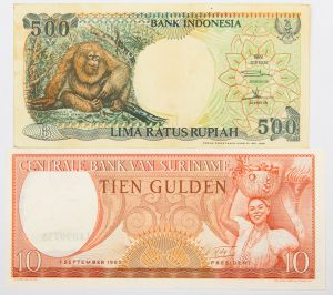 Numismática, Indonésia e Suriname - 1992 e 1963 (Reposição Letra X)