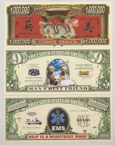 Numismática, USA - 3 cédulas Fantasia (Antigas)