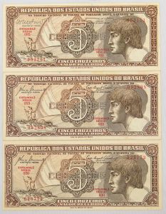Numismática Brasil - 3 peças de 5 Cruzeiros