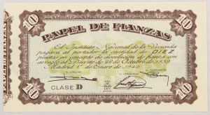Numismática, Espanha 10 Pesetas 1940 Papel de Finanzas