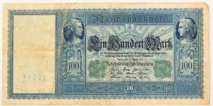 Numismática, Alemanha Reichsbanknote 1910 100 Marcos 20,7 x 10,2 cm