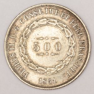 Numismática, Brasil. 3º Sistema Prata 500 Reis 1861