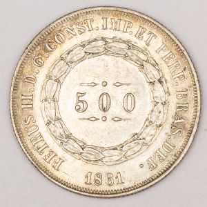 Numismática, Brasil. 3º Sistema Prata 500 Reis 1861