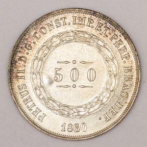 Numismática, Brasil, 3º Sistema Prata 500 Reis 1860