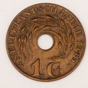 Numismática. Índia Holandesa 1945 P 1g