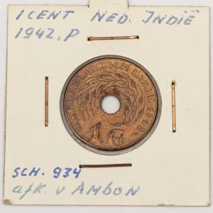 Numismática. Índia Holandesa 1942 P 1 Cent