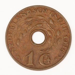 Numismática. Índia Holandesa 1938 1 G