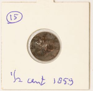Numismática. Índia Holandesa 1/2 Cent 1859