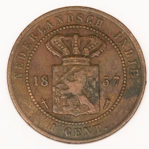 Numismática. Índia Holandesa 1 Cent 1857 Linda Peça