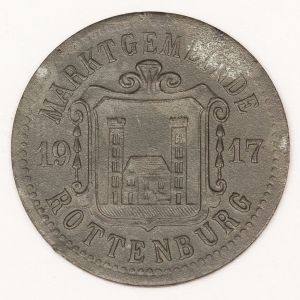 Numismática. Magnífica peça proveniente de coleção adquirida na Alemanha. Notgeld.  10 Pfennig 1917 Rothenburg