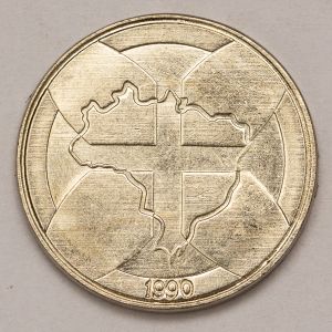 Numismática, Brasil. 1 Cruzado Novo 1990 Cruz de Cristo. Aço Fantasia