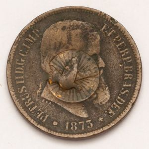 Numismática, Brasil. 40 Reis 1873 com carimbo do Divino