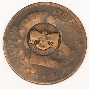 Numismática, Brasil. 40 Reis 1878 com carimbo do Divino e gravado Fazenda Aiuruoca. Curiosidade numismática. 